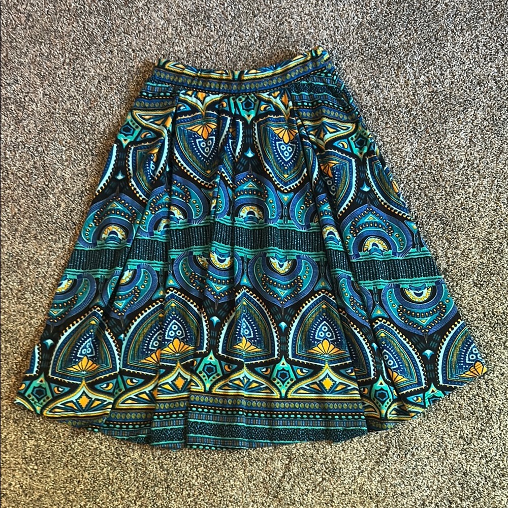 LuLaRoe Blue Black Midi A-Line Skirt